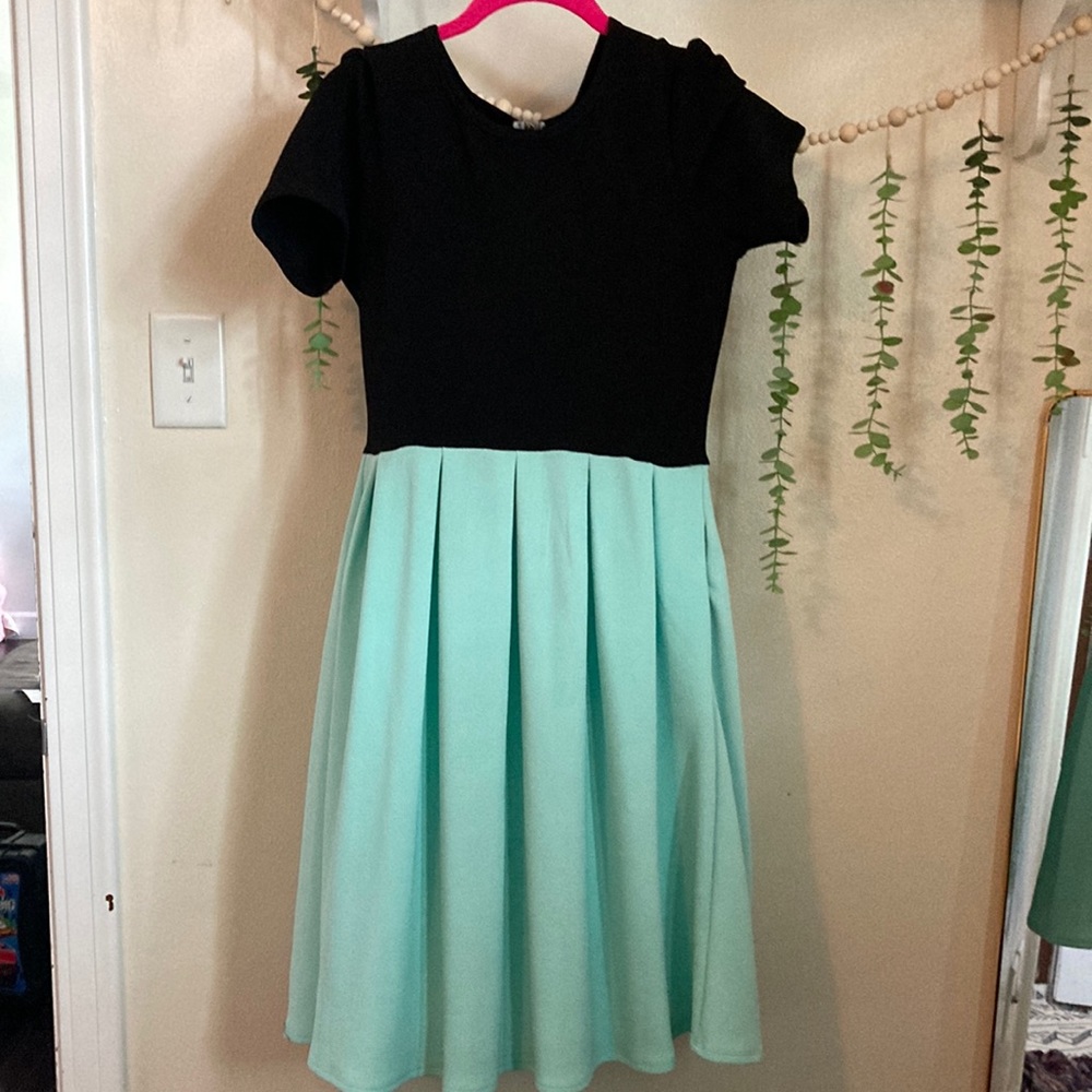 Lularoe Amelia Dress Black & Turquoise sz M